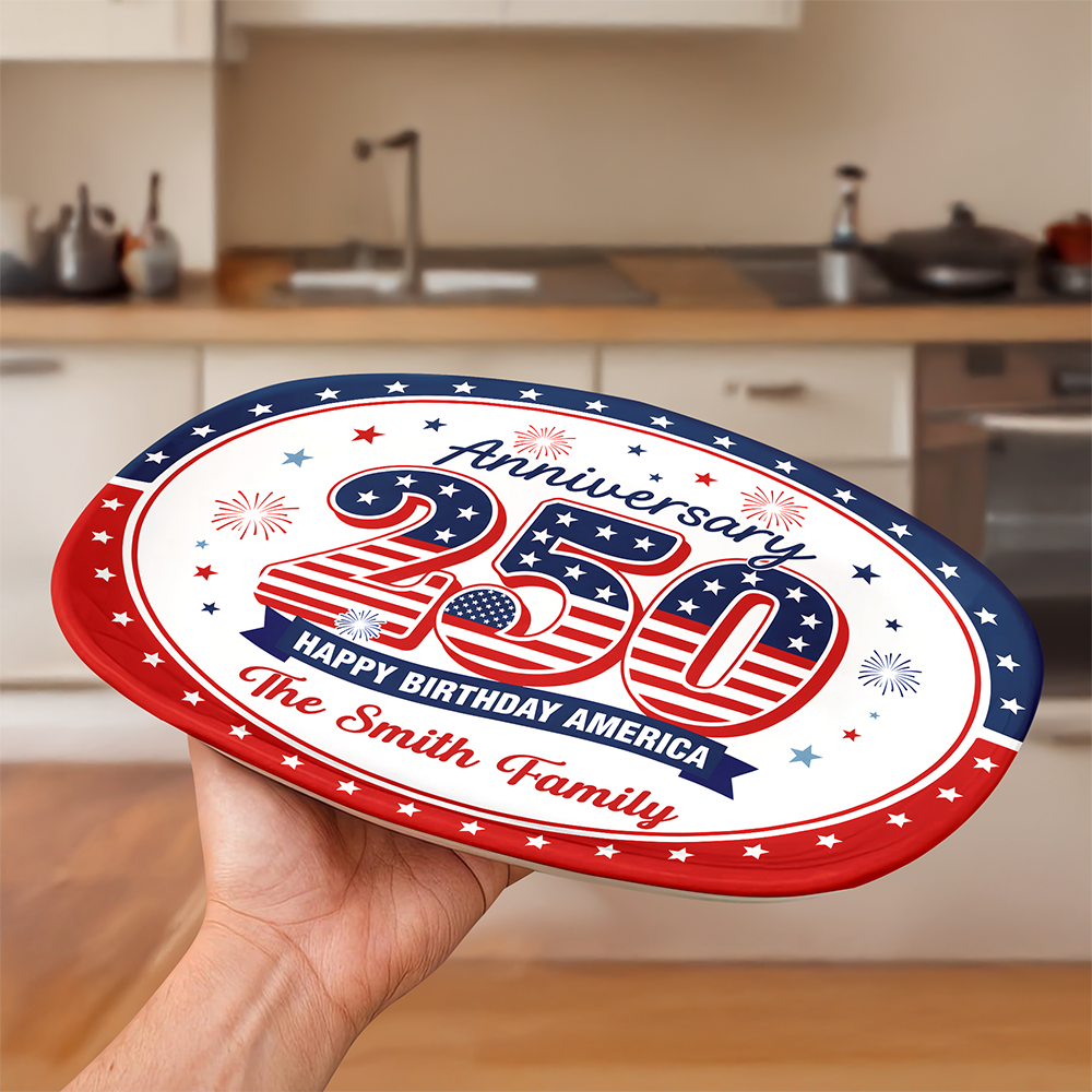 Custom Family Name 250th Happy Birthday America 1776-2026 Anniversary Platter HO82 902694