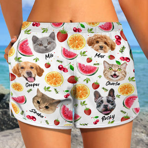 Custom Cute Pet Face Watercolor Tropical Summery Women's Beach Short CH07 896038