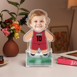 Custom Photo Kid in Basketball Uniform Decoration Shaking Head Funny Gift For Dad HA75 892428