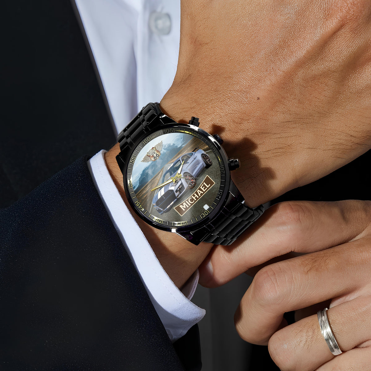 Vintage Route 66 - Personalized Car Photo Hand Watch CH07 895766