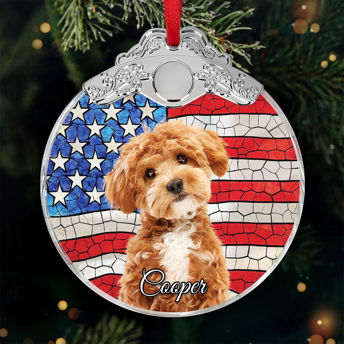 Custom Photo Metal Top Glass Ornament Gift For Pet Lovers LM32 897375