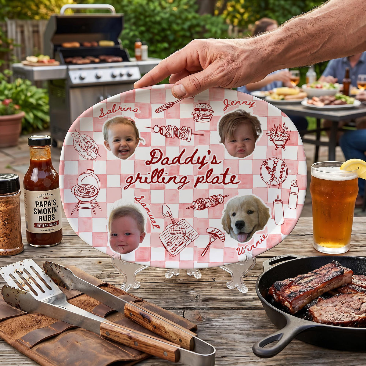 Custom Baby Face Daddy's Grilling Platter - Father’s Day Gift for Dad LM32 669167