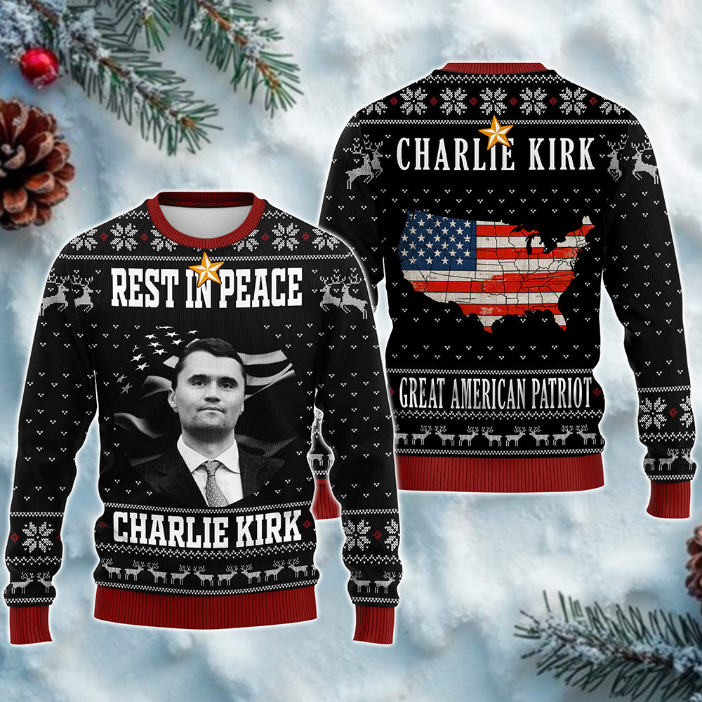 Personalized Rest In Peace Charlie Kirk Ugly Christmas Sweater HO82 900324