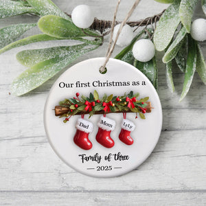 Personalized Our First Christmas As A Family 3D Effect Ceramic Ornament Gift For Family LM32 895721
