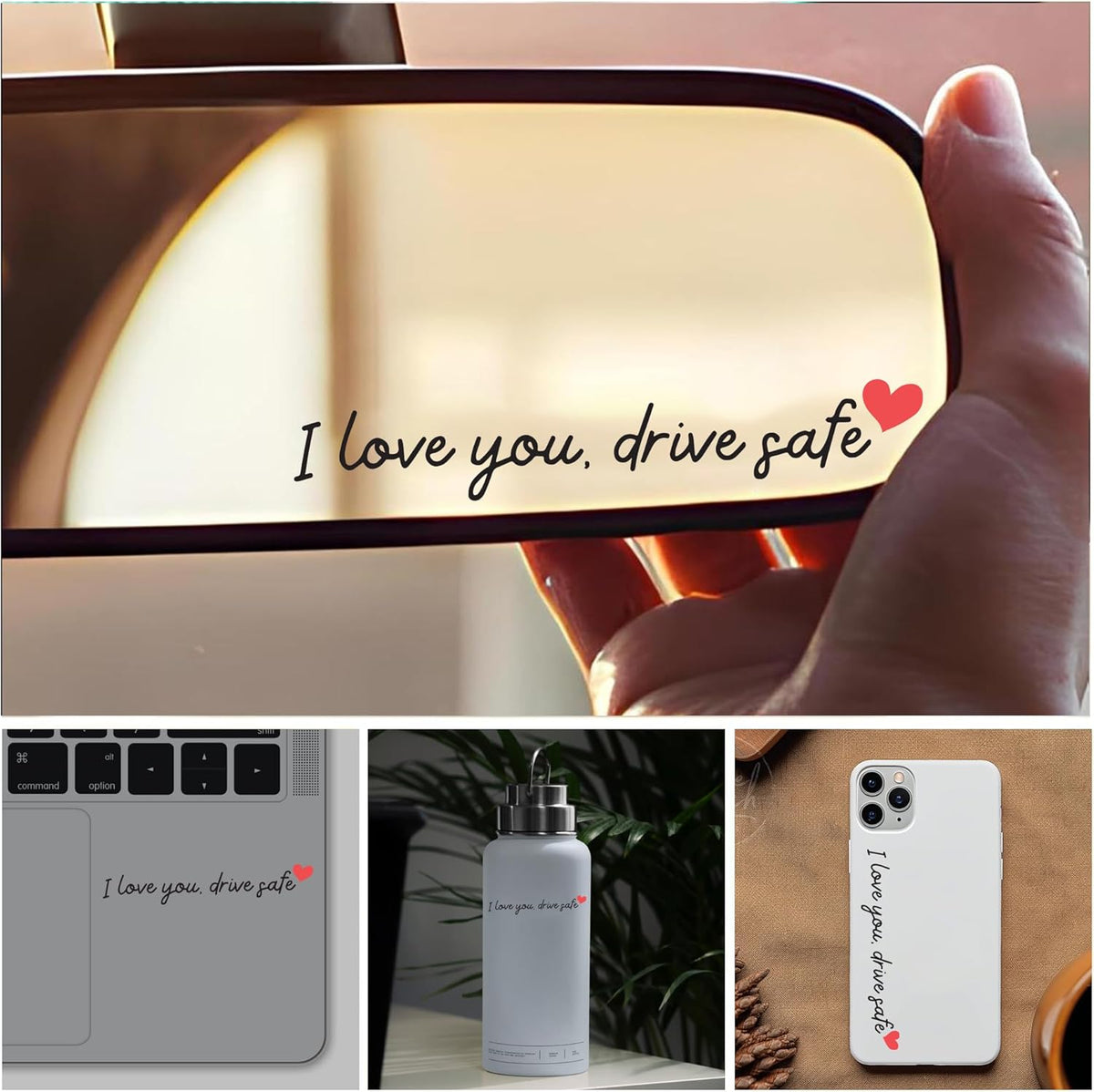 I Love You, Drive Safe Cute Rearview Mirror Car Sticker Gift For Your Lover LM32 897453