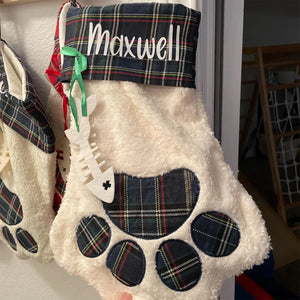 Custom Name Plaid Christmas Paw Stocking HO82 900526