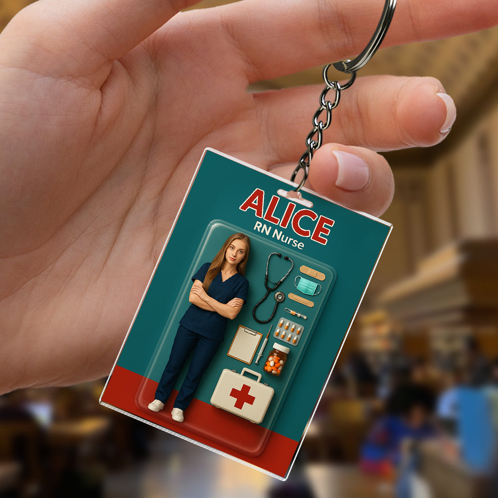 Custom Photo 3D Effect Nurse Figure Acrylic Keychain HO82 893912
