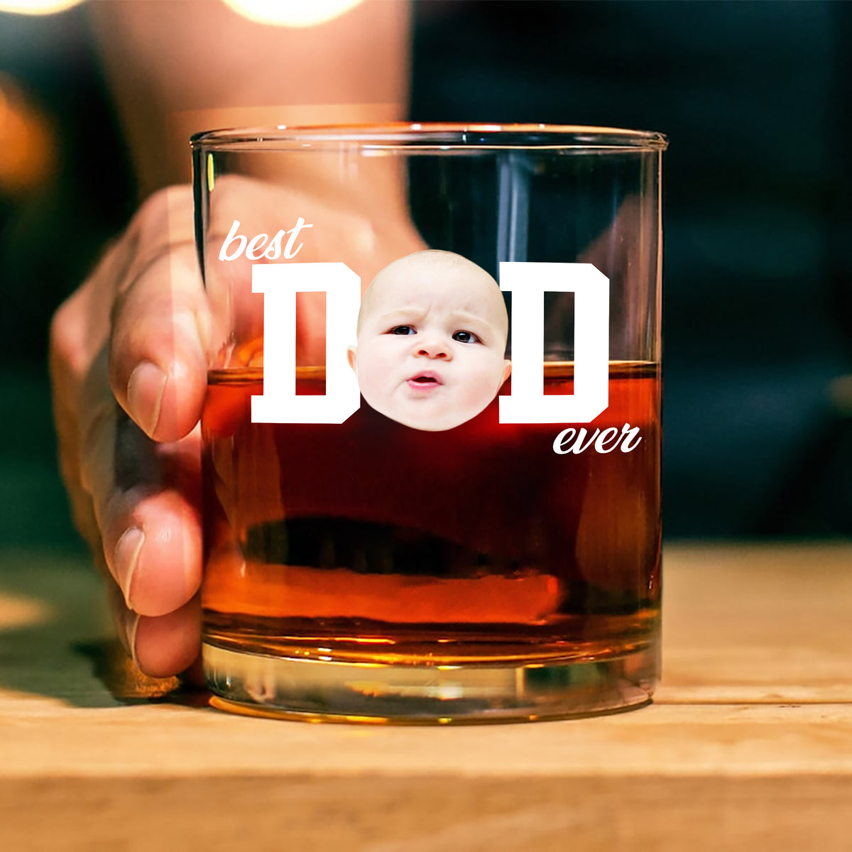 Custom Funny Face Best Dad Ever Whiskey Glass - Gift For Father's Day LM32 668979
