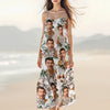 Custom Human Photo Floral Style Women's V-Neck Cami Maxi Dress HO82 893602