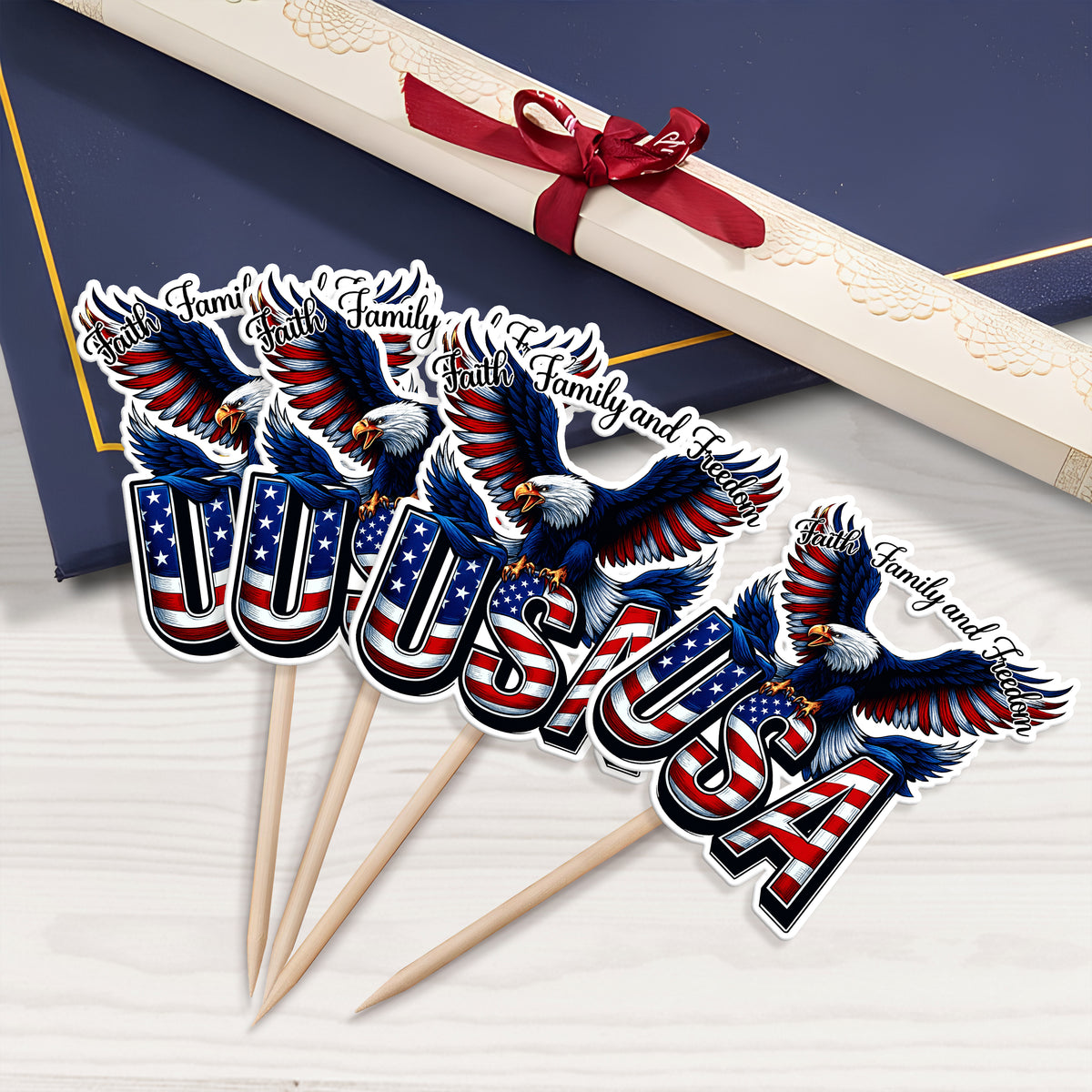 Faith, Family & Freedom 250 Years America Cupcake Topper HA75 898836