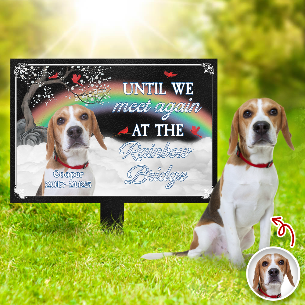 One By My Side Forever In My Heart Custom Dog Cat Memorial Photo Garden Stake CH07 896346