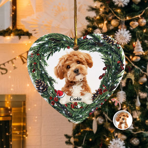 Custom Photo Dog Personalized Heart Shaped Ceramic Ornament For Christmas HA75 897464