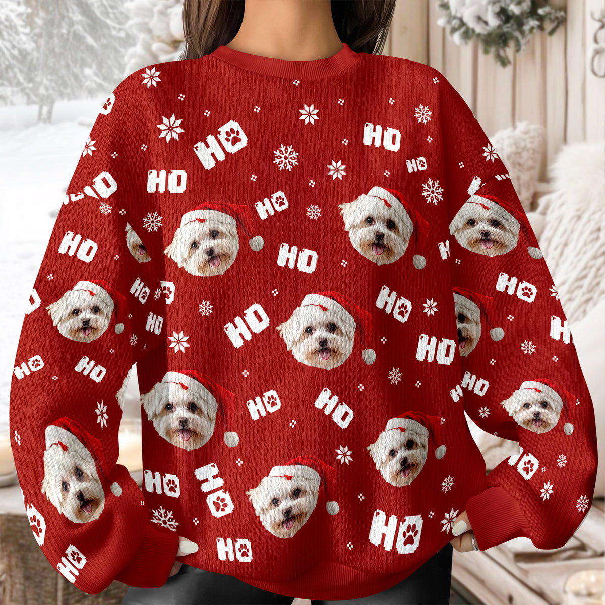 Custom Funny Dog Photo Christmas Ugly Sweater Personalized Gift For Dog Lover CH07 896672