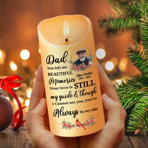 Custom Photo Dad Mom Left Me Beautiful Memories Personalized Led Candle Memorial Gift CH07 895280