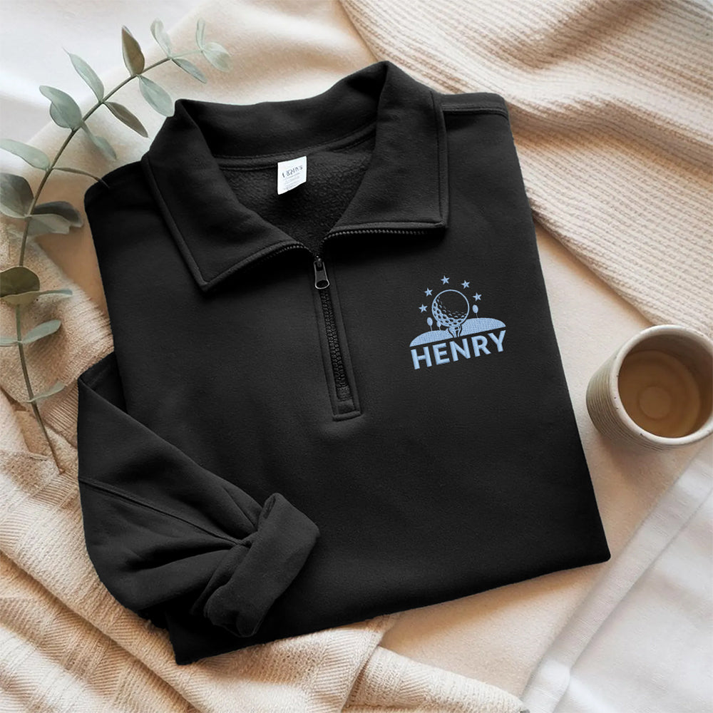 Custom Golf Player Name Embroidered Quarter Zip Sweater CH07 910018