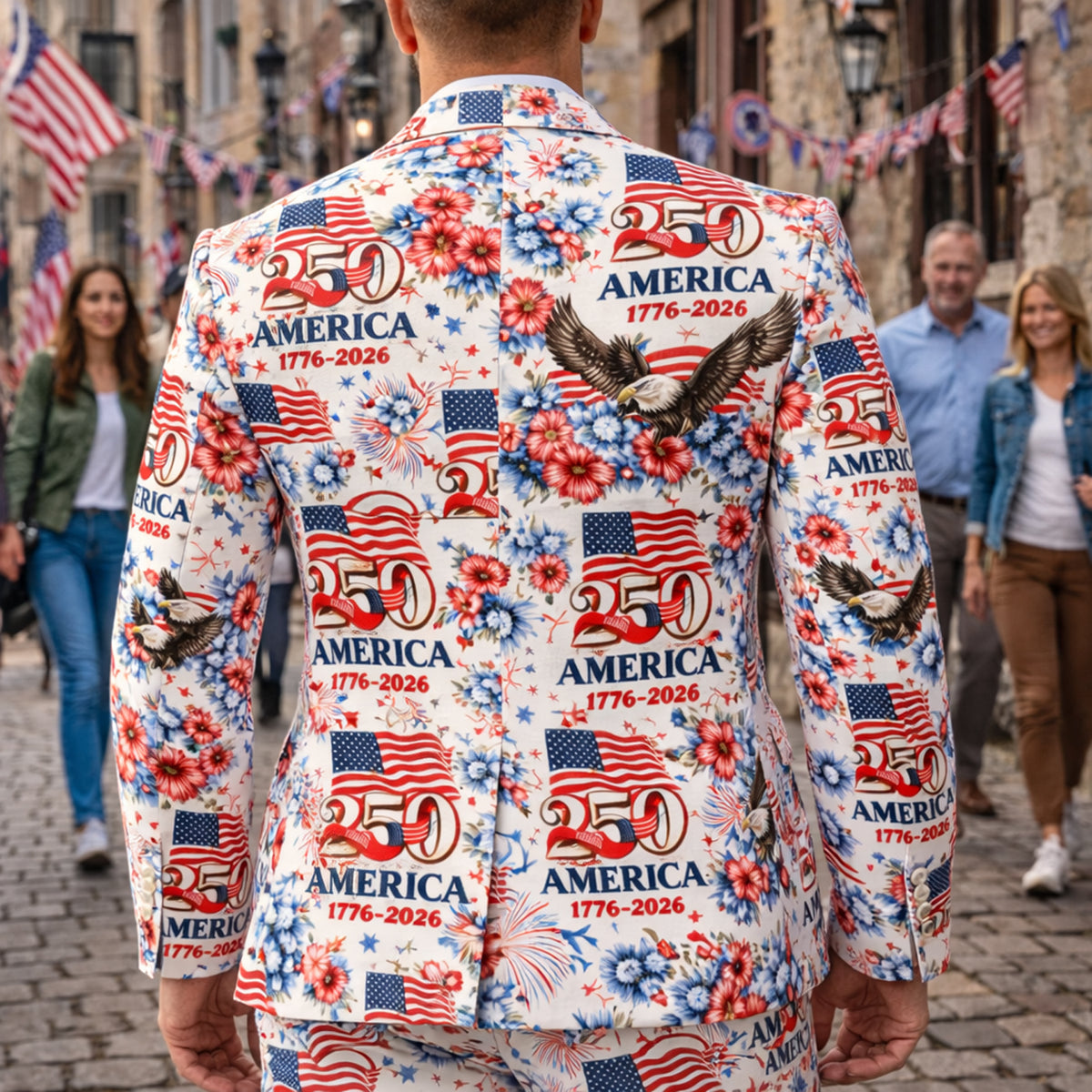 250 Years Anniversary America 1776-2026 Patriotic Men's Suit HO82 901682