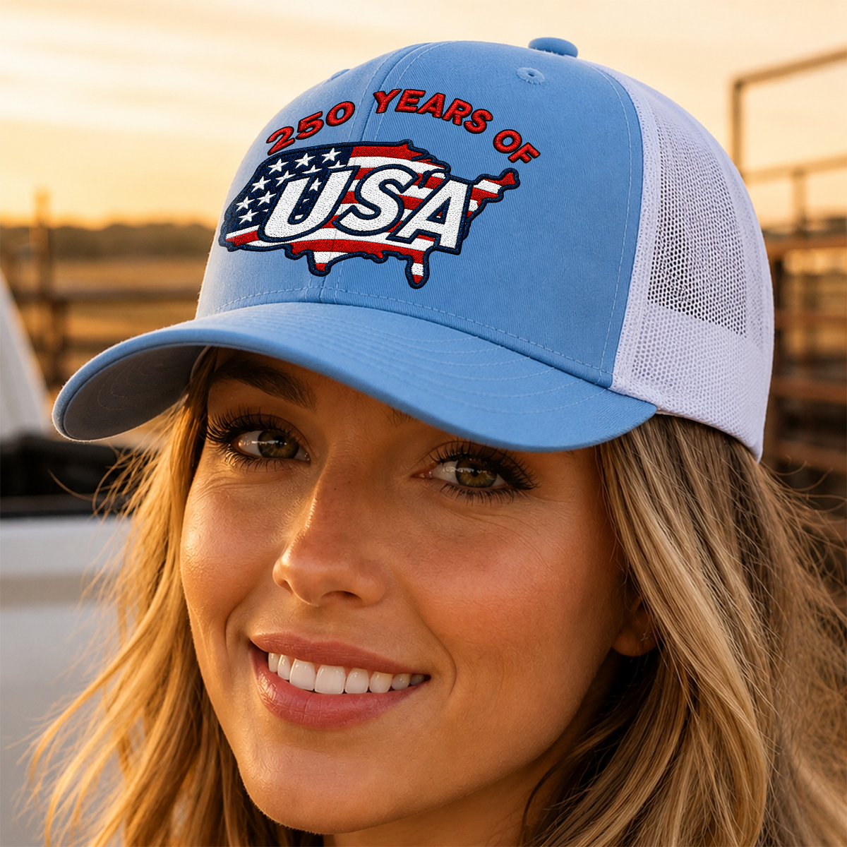 250 Years Of America Embroidered Trucker Hat CH07 911942