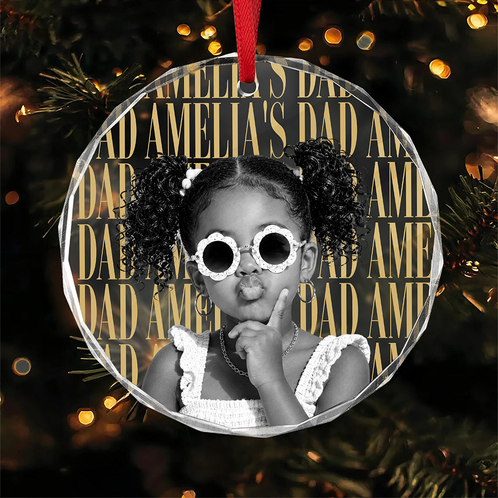 Personalized Vintage Photo Dad, Mom Glass Ornament CH07 180364