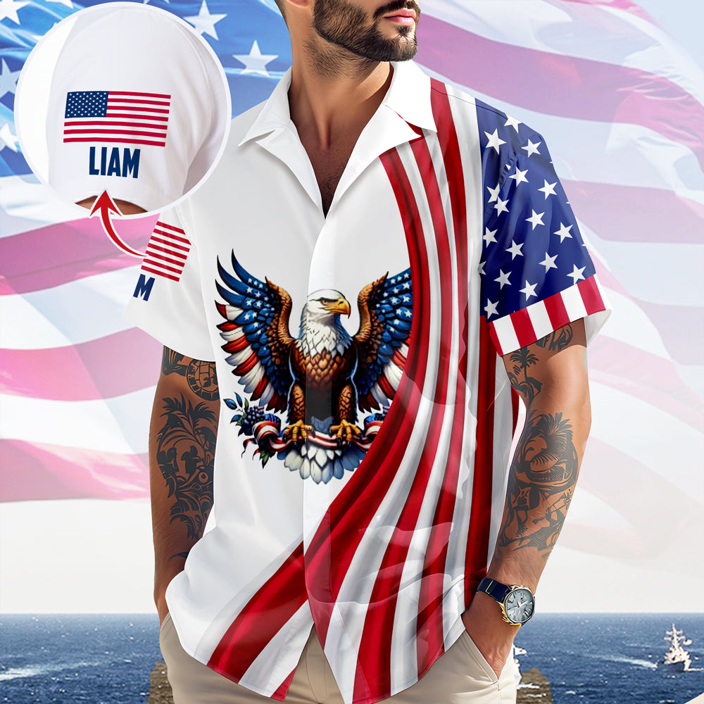 Personalized Patriotic 250th Anniversary God Bless America Eagle 1776–2026 Hawaiian Shirt HO82 901140