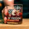 250 Years Of Freedom Since 1776 USA Bald Eagle America Flag Whiskey Glass HA75 897376