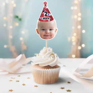 Custom Cute Baby Face Birthday Decoration Party Cupcake Toppers LM32 893239