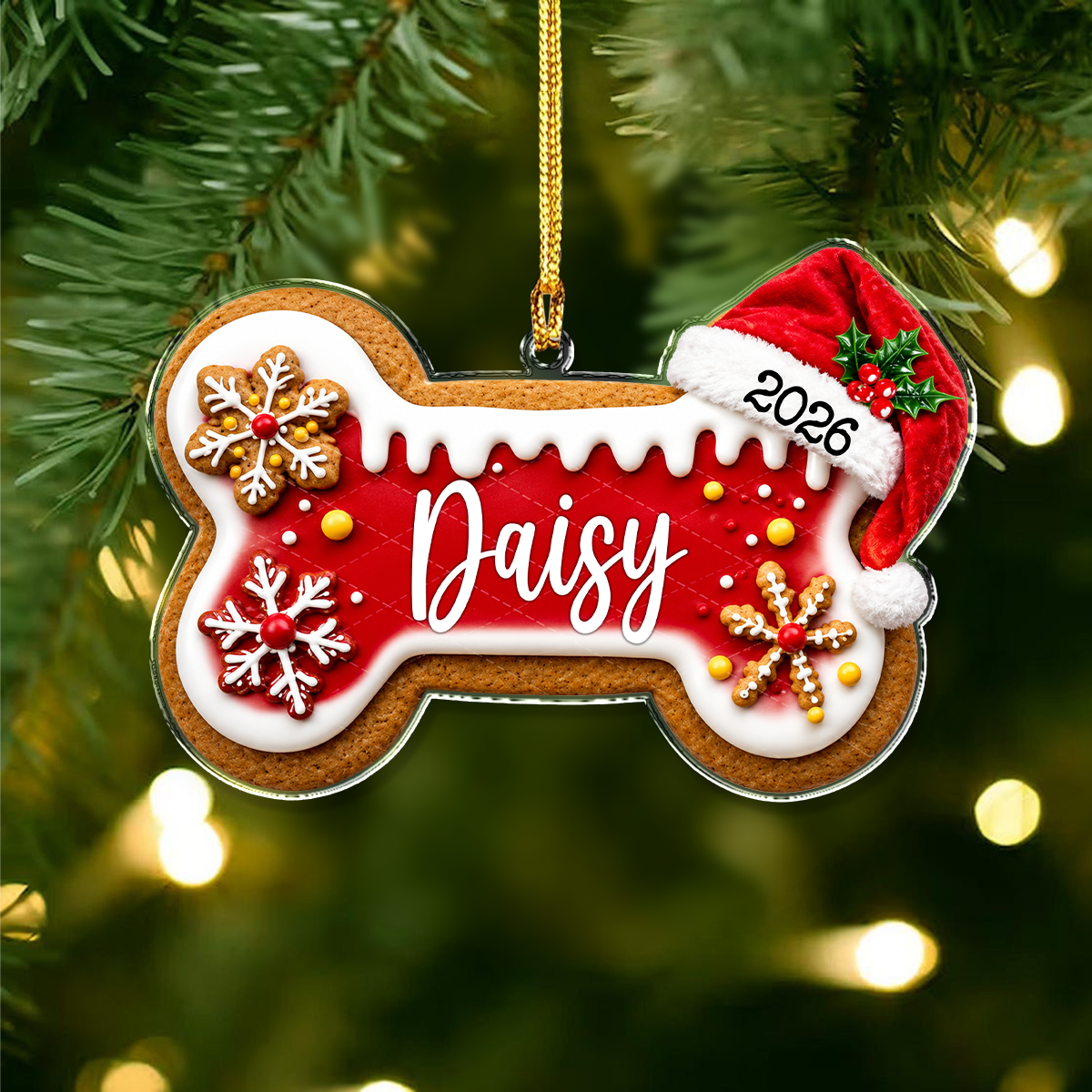 Custom Dog Bone Gingerbread Christmas Acrylic Ornament Gift For Dog Lovers TH10 170687