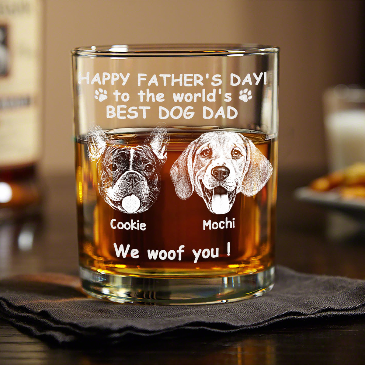Custom Photo Woof Best Dog Dad Engraved Whiskey Glass Father's Day Gifts HA75 892372