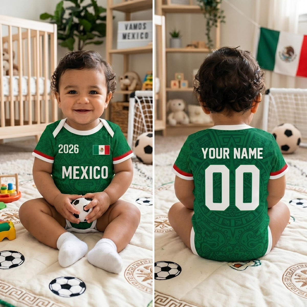 Personalized Name & Number Mexico Soccer Baby Onesie - Gift For Sport Lovers CH07 180084