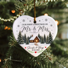 Custom Name Winter Cabin Our First Christmas As Mr & Mrs Married Ceramic Ornament, Newlywed Gift LM32 669871