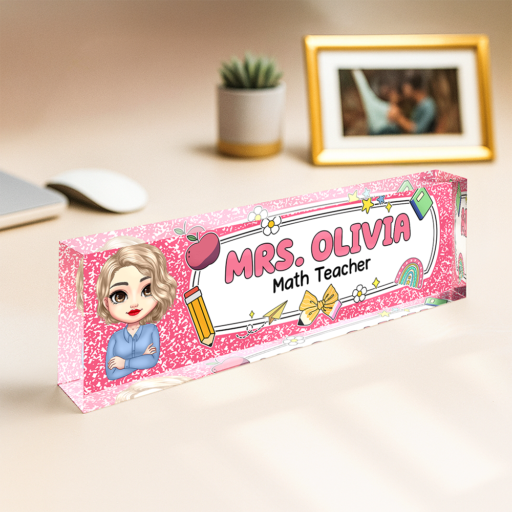Personalized Teacher Acrylic Desk Name Plate Back To School Gift For Teacher CH07 896214
