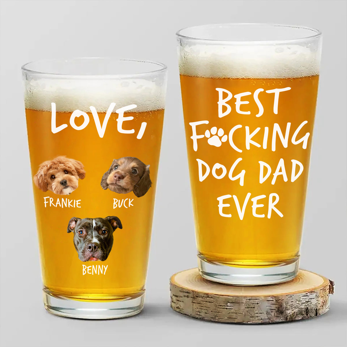 Custom Photo Best F*cking Dog Dad Ever Beer Glass Gift For Dog Lover CH07 895590