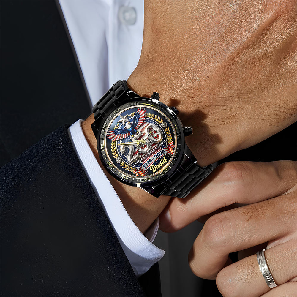Custom Name 250th United States Of America 1776–2026 Anniversary Patriotic Wrist Watch CH07 911148