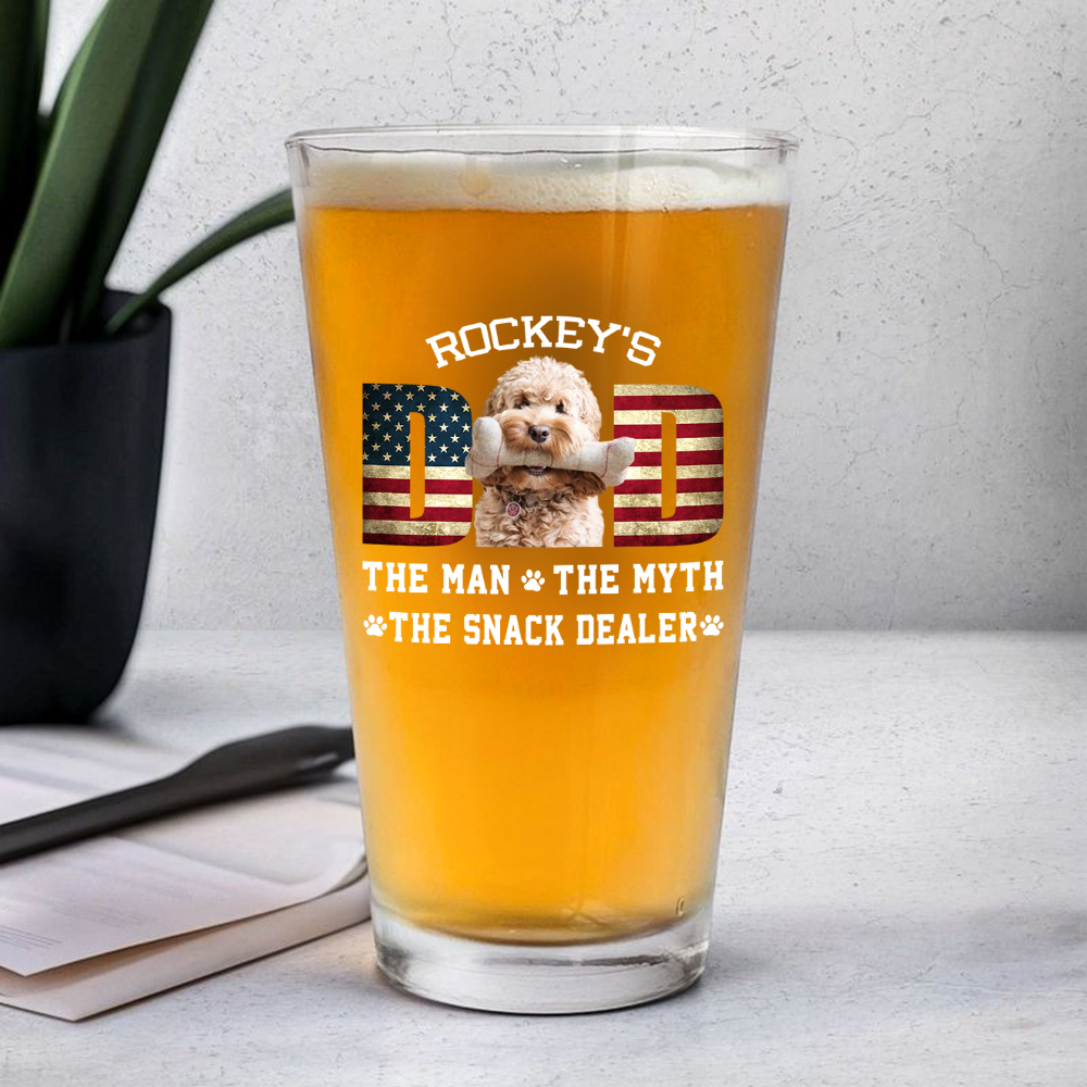 Custom Photo Dog Dad The Man The Myth American Flag Dad Beer Glass HA75 892402
