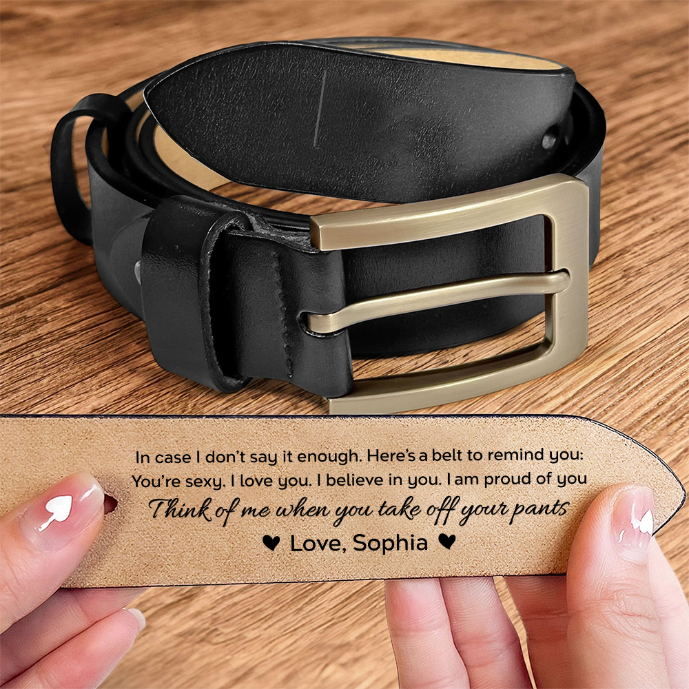 Personalized Engraved Leather Belt for Men – Custom Message Hidden Inside Belt, Romantic Gift for Husband or Boyfriend LM32 899957