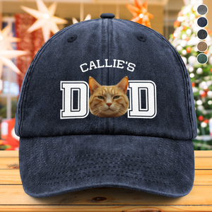 Custom Photo Dog Cat Dad Washed Denim Baseball Cap HA75 892928