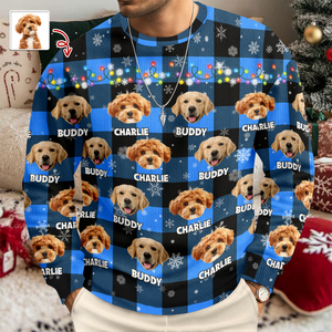 Custom Dog Photo Name Snow Christmas Light Holiday Ugly Sweater CH07 896368