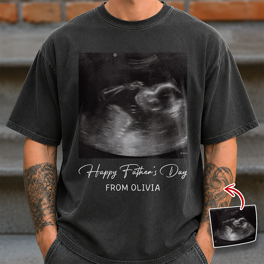 Custom Ultrasound Photo Happy Father's Day Comfort Shirt  - Personalized New Dad Gift CH07 911514