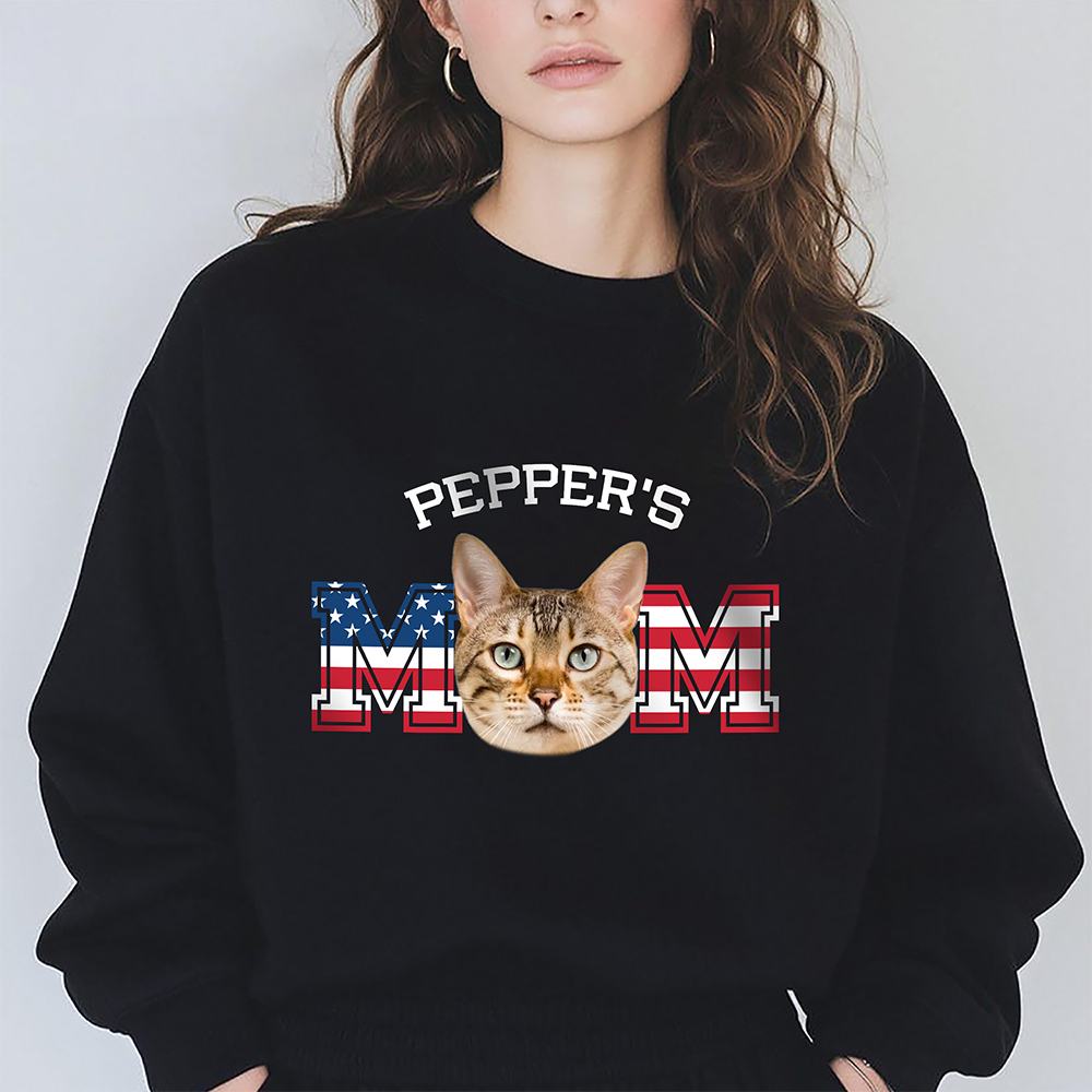 Custom Photo Cat - Cat's Dad US Flag Dark Shirt HA75 892424