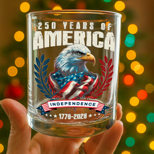 America 250 Years Eagle Independence Day Patriotic Whiskey Glass LM32 895261