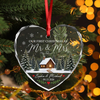 Custom Name Winter Cabin Our First Christmas As Mr & Mrs Married Glass Ornament, Newlywed Gift LM32 669965