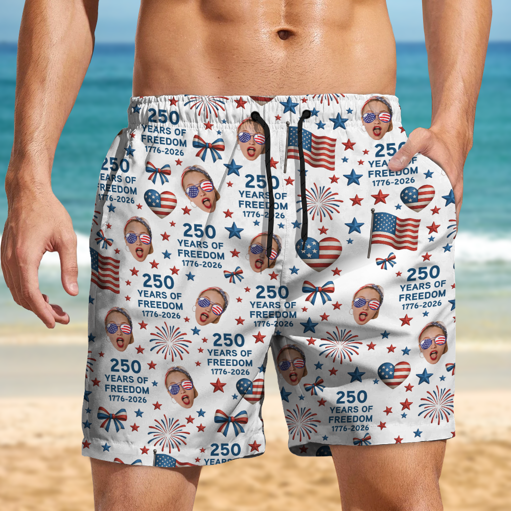 Custom Photo 250 Years Of Freedom 1776-2026 Beach Shorts HO82 902734