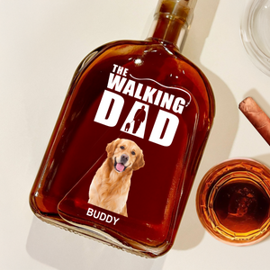 Custom Photo Walking The Dog - Personalized Whiskey Bottle HO82 894140