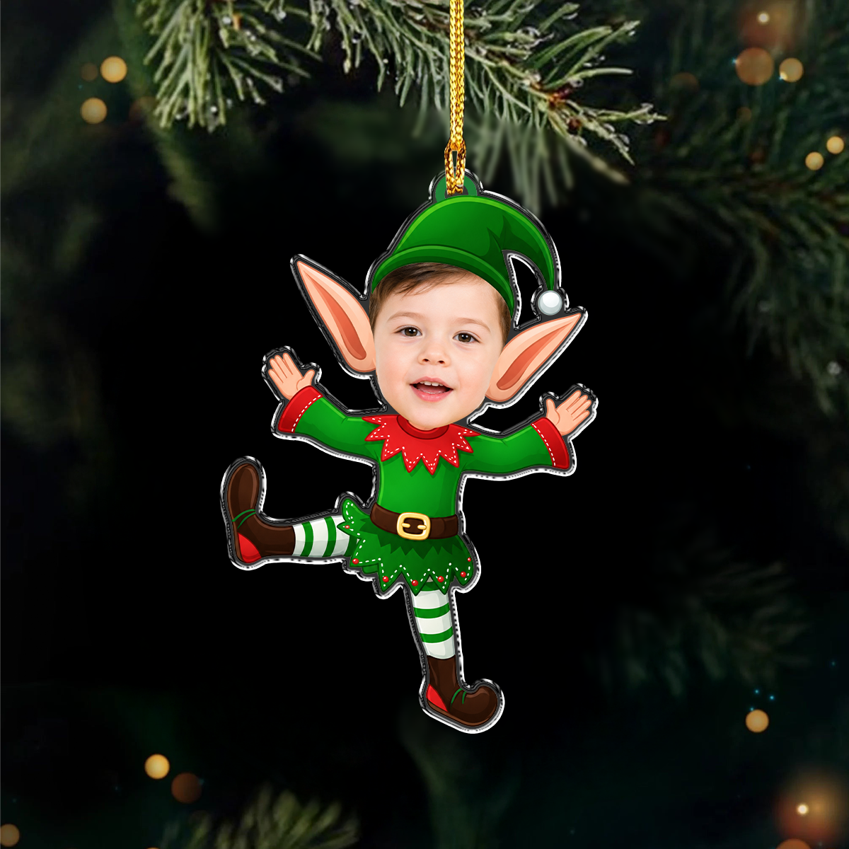 Custom Photo Baby Elf Christmas Acrylic Ornament Christmas Tree Decoration LM32 669837