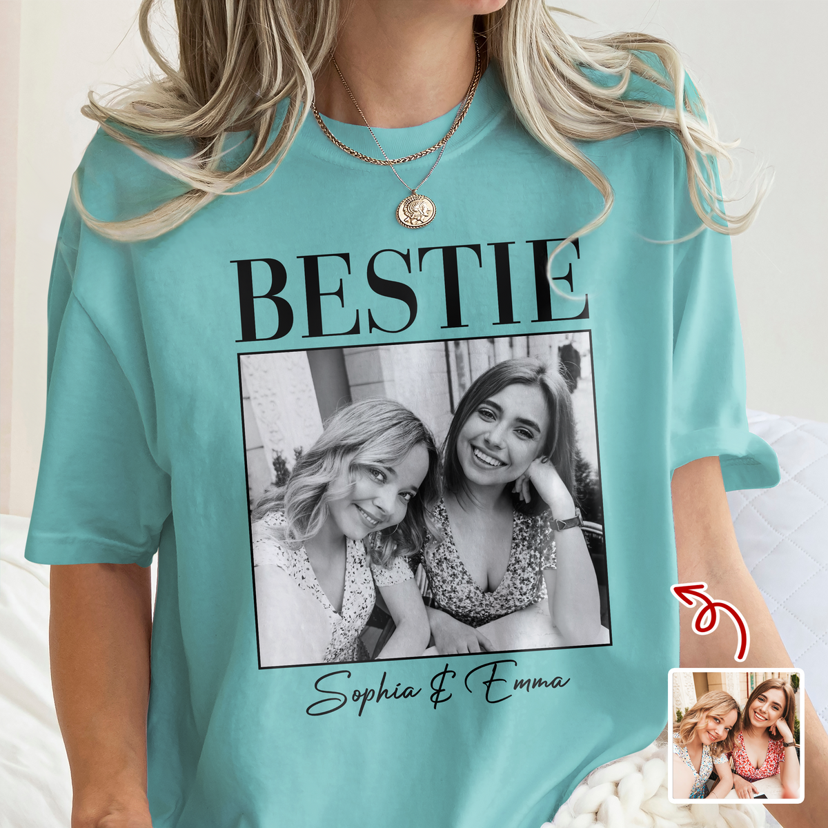 Custom Photo and Name Bestie Vintage Comfort Shirt For Best Friend LM32 895509