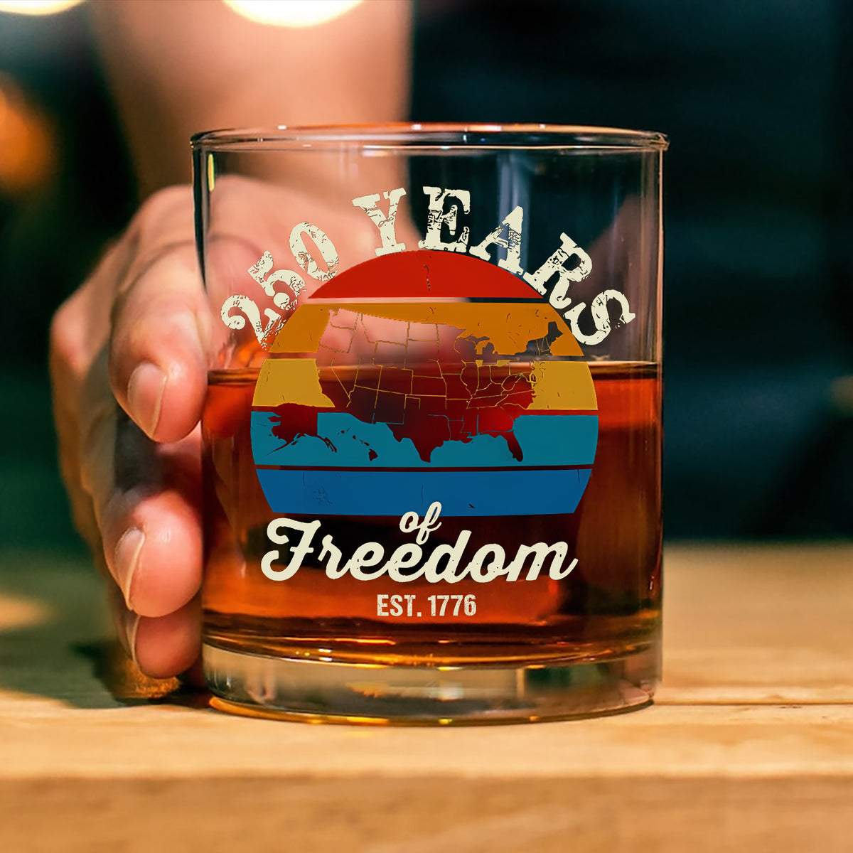 Custom Dog Photo 250 Years of Freedom EST. 1776 Whiskey Glass LM32 895325