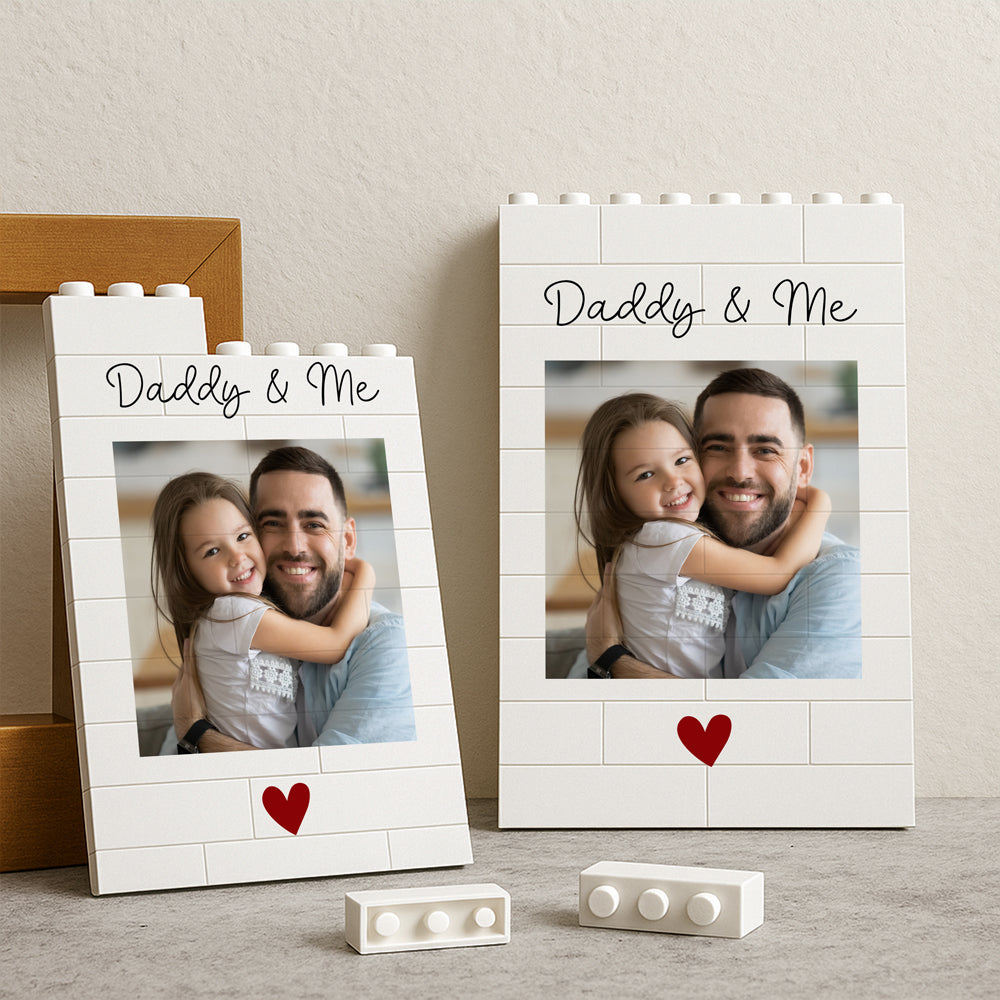 Custom Photo Daddy & Me Vertical Rectangle Brick Blocks Father's Day Gift HA75 892384