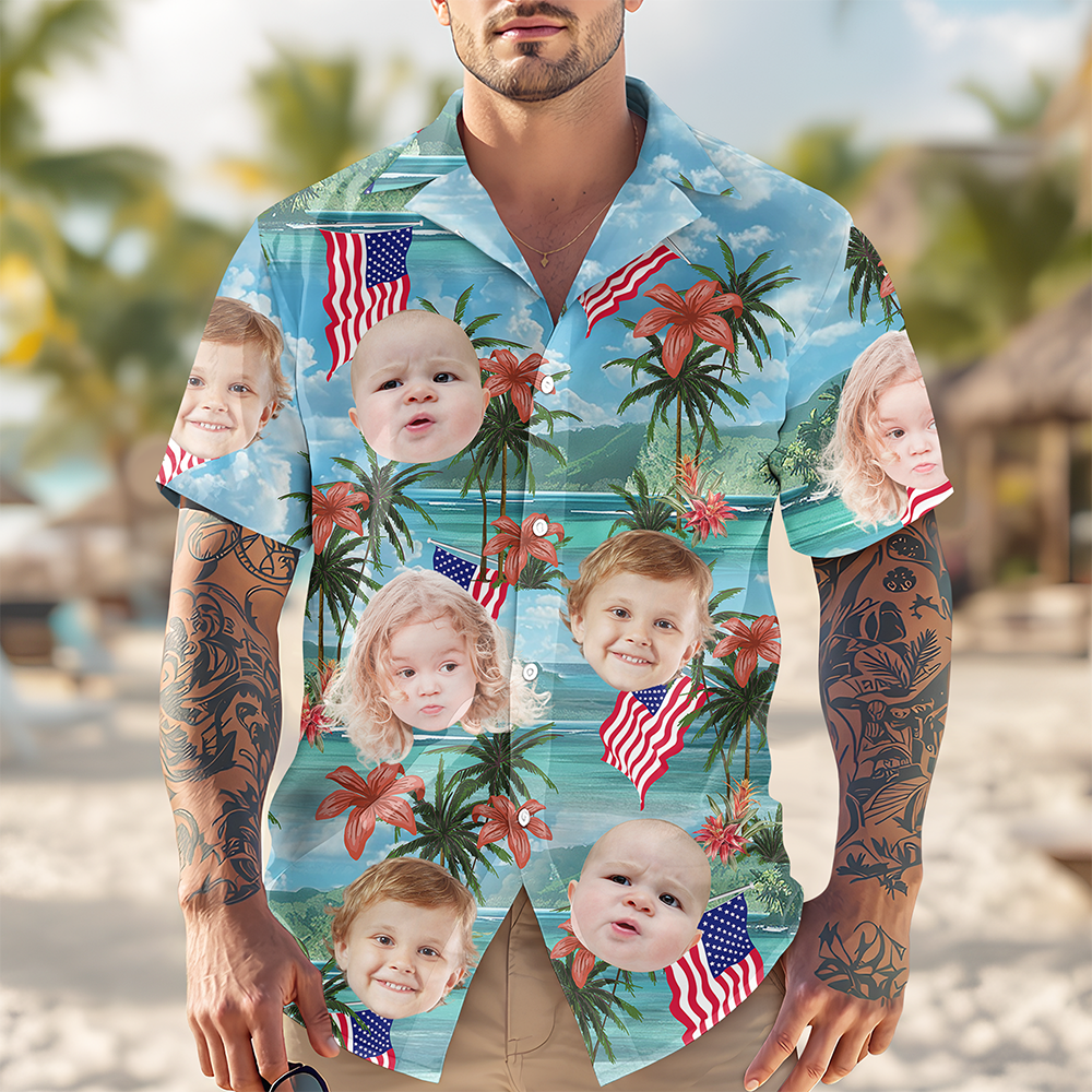 Custom Photo My American Spirit Hawaiian Shirt - Gift For Family Members, Pet Owners, Pet Lovers LM32 893639