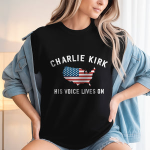 Charlie Kirk - His Voice Lives On Dark Shirt LM32 65461
