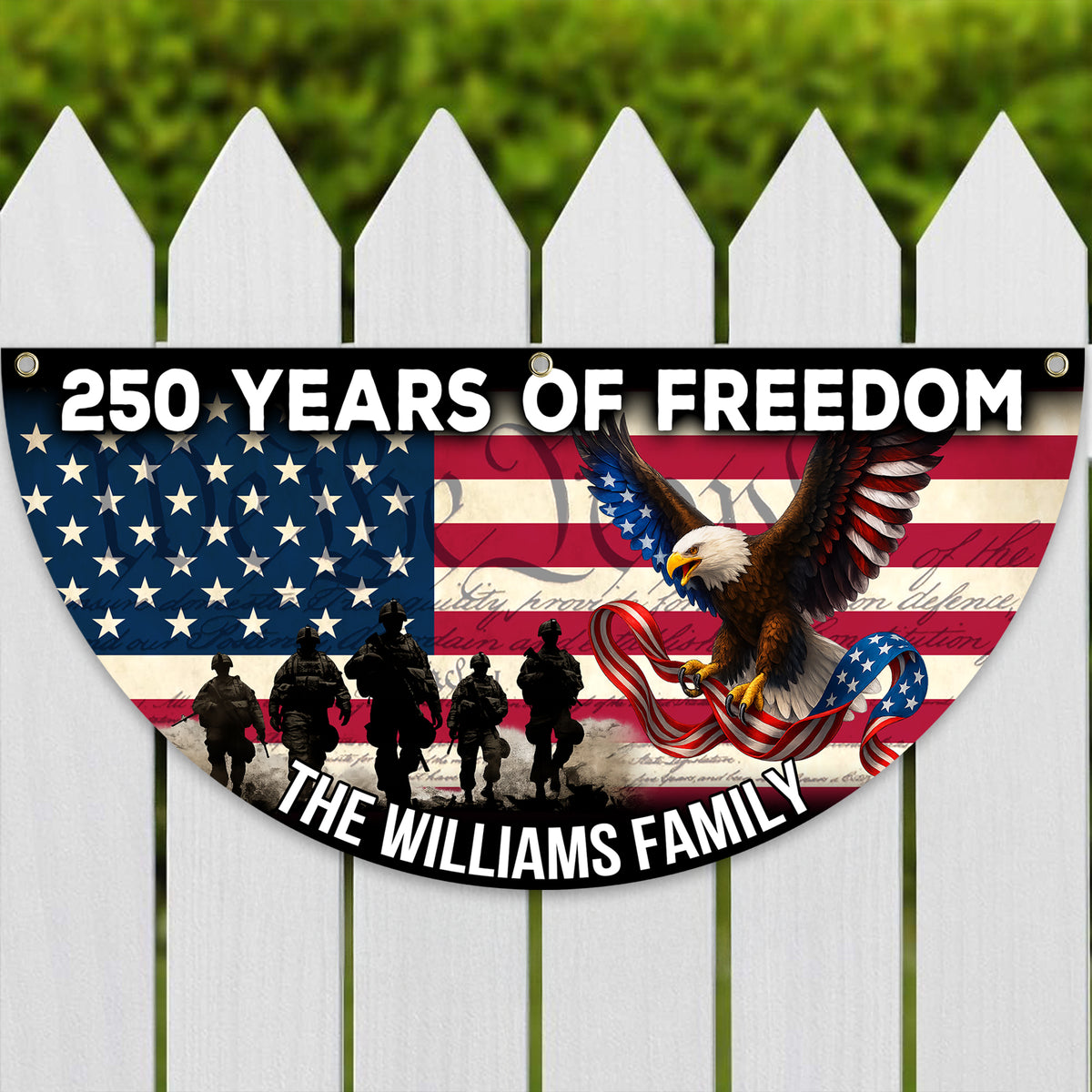 Custom Family Name 250 Years of Freedom Non-Pleated Fan Flag HA75 920364
