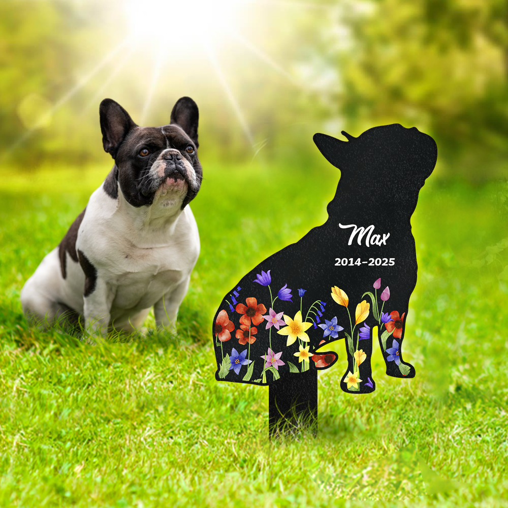 Custom Floral Dog Name Memorial Garden Stake TH10 894119
